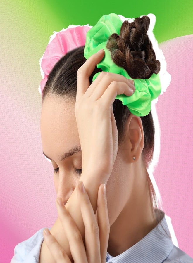 Knitgrip 24 Pcs Pink and Green Hair Scrunchies Witch and Princess Wizard Party Favors Witch Hair Accessories Pink Green Party Favors for Wizard Movie Fan Women Friendship Gifts(Elegant Style) - Image 4